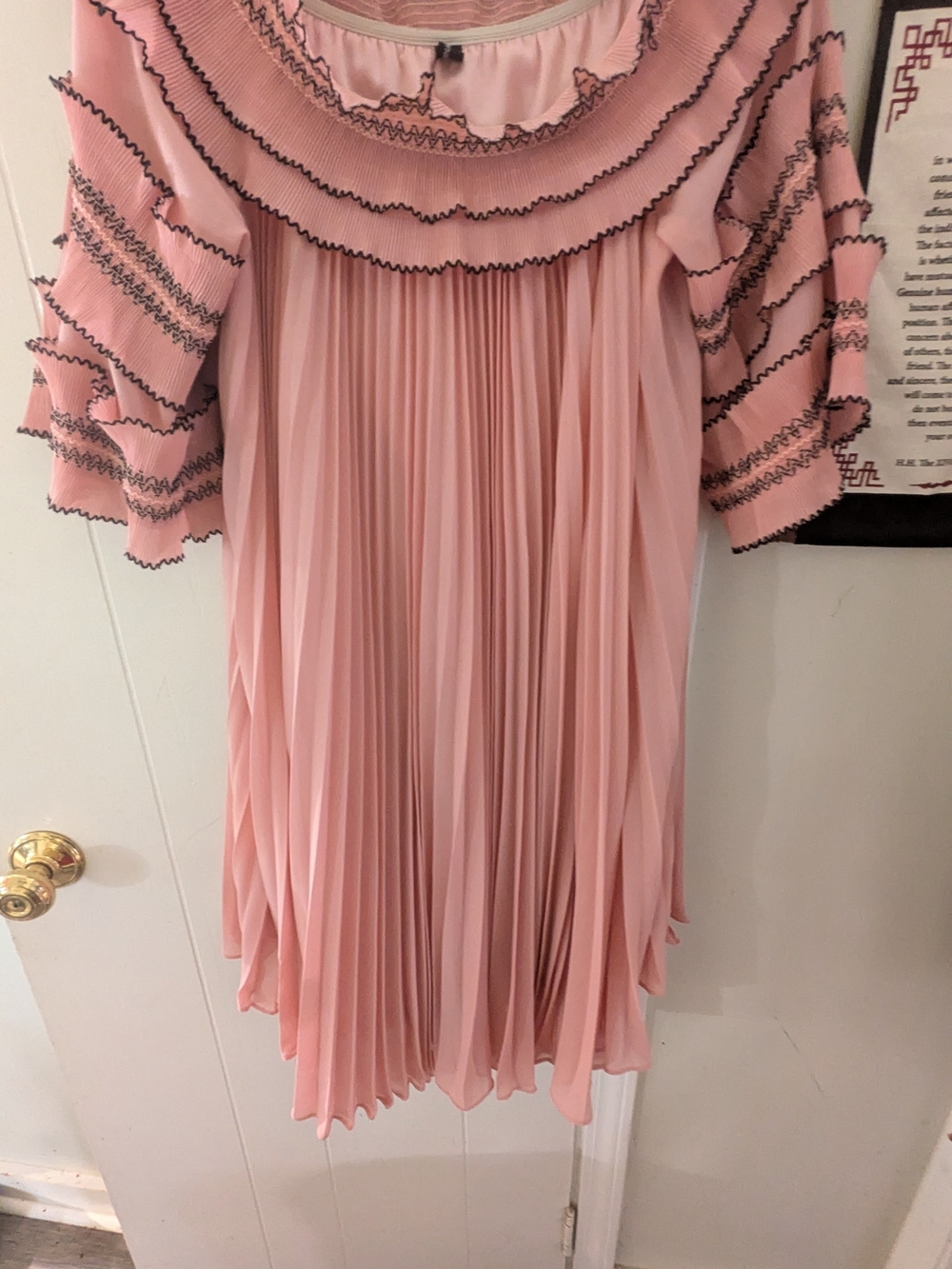 Pink Ruffled Pleated Women's Dress